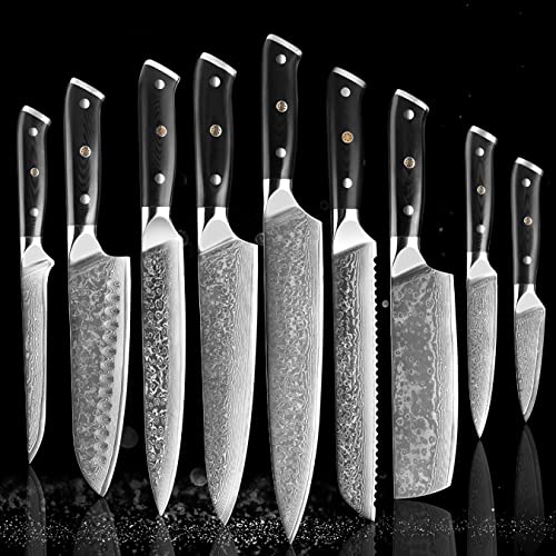 Set de Cuchillos Cocina 9 Piezas Acero Damasco