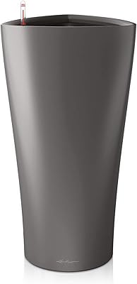 Lechuza 15503 Owl - Vaso di Fiori Kit Completo Delta Premium, Antracite Metallizzato (30 x 56)