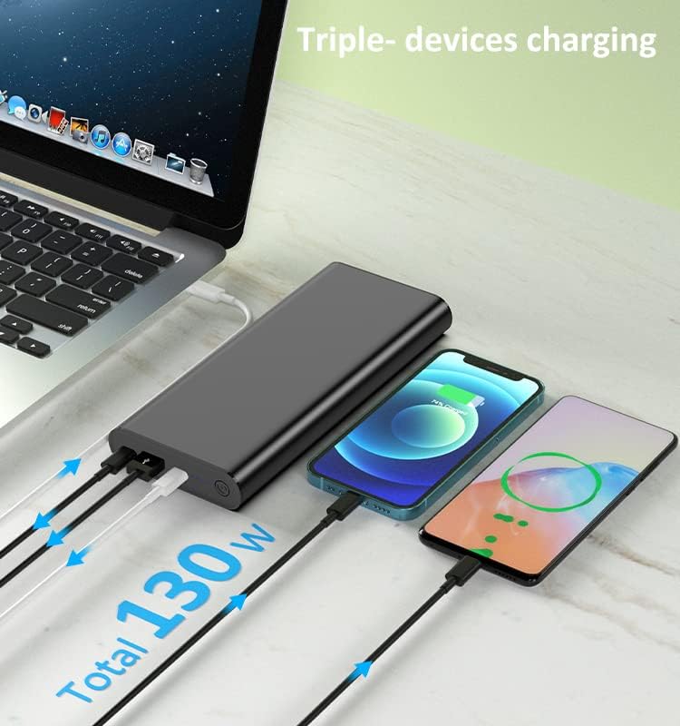 Miniatura 4 de SunJack Banco de energía portátil de 25,600 mAh  100 W - Cargador de computadora portátil USB-C PD de alta capacidad con carga rápida QC3.0, carga