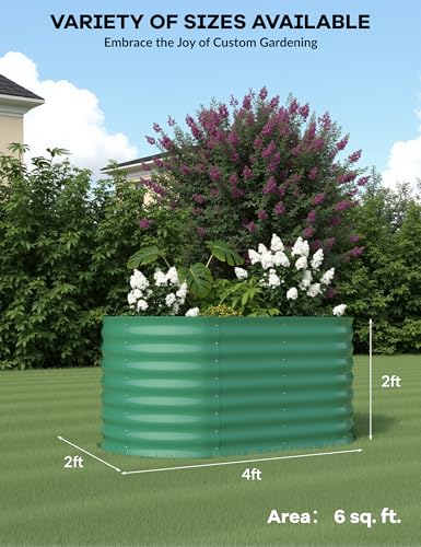 4x2x2ft Galvanized Raised Garden Bed - 24“ Tall Metal Planter Box for Vegetables, Flowers, Herbs, Rust-Resistant Outdoor Garden Box, Easy Assembly Raised Beds for Gardening, Green