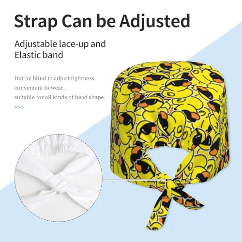Image of Working Cap Scrub Cap with Sweatband Adjustable Unisex Women Tie Back Hat Nurse Surgical Caps