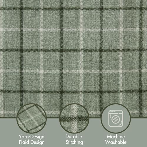 Image of Madison Park Anaheim Cabin Plaid Curtain Window, Thermal Insulated Fleece Lining, Living Room Decor Room Darkening Drape for Bedroom, 1-Single Panel Pack, 50x95, Rod Pocket & Back Tab, Green