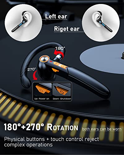 Mosonnytee Headphones Wireless Bluetooth Earpiece For Cell Phone Single Ear Phone Bluetooth Earpiece With Microphone Lightweight Earhook Handsfree Bluetooth Earpiece For Android 7-Hrs Usage (Green) #TOP2