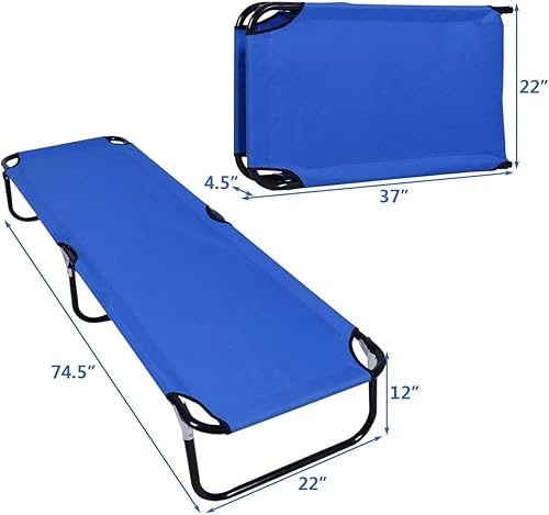 Miniatura 4 de GOFLAME Catre plegable para acampar, cama plegable portátil, capacidad de peso de hasta 300 libras, catres de camping para uso en interiores y