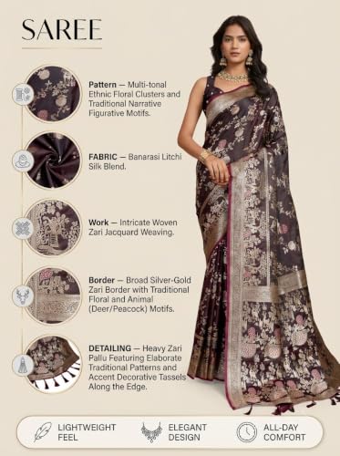 MUNIR brown soft silk saree in soft silk – image 7