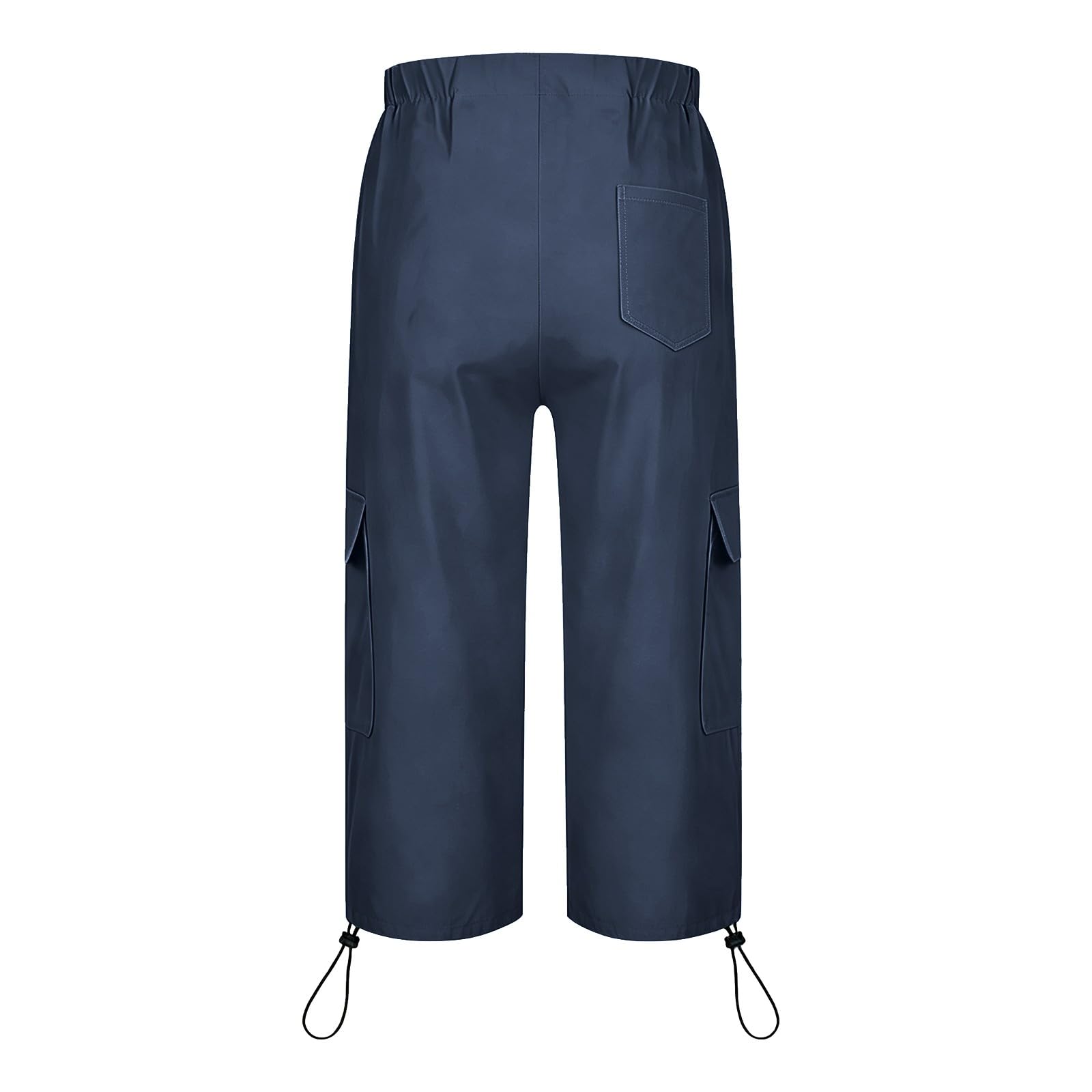 Pantaloni capri da donna in morbido cotone, pantaloni cargo con tasche e | Pantaloni estivi in mussola per il tempo libero, traspiranti e leggeri, casual, da lavoro, da trekking, tinta unita