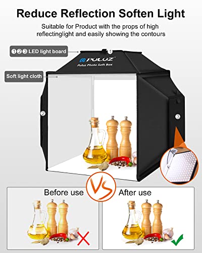 Puluz Photo Studio Light Box 16'' X 16'' X 16'' Portable Foldable Photo Tent Light Box 24W Professional Studio Shooting Tent Soft Box With Carry Bag And 4 Color Backdrops (Black, Orange, White, Green) #TOP3