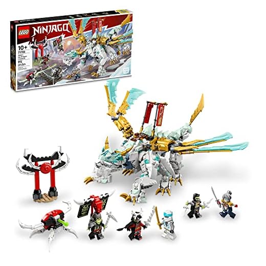 LEGO NINJAGO Zane’s Ice Dragon Creature 71786, 2in1 Dragon Toy to Action Figure Warrior, Model Building Kit, Construction Set for Kids with 5 Minifigures