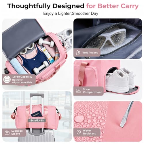 Image of FIORETTO Women's Gym Duffle Bag with Shoes Compartment, 30L Capacity, Ideal for Travel, Gym, Sports, Duffel, Weekender