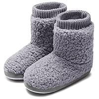 MIXIN Slipper Boots for Women Cozy Memory Foam House Slippers Grey Size UK 3 4