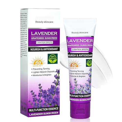 Lavender Sun Screen SPF 50 - Mineral Sun Cream for Face & Body - Even Skin Tone Sun Protection - Natural Sunscreen for Outdoor & Beach - Calming, Moisturising - Blocks UVA + UVB Rays - 50g
