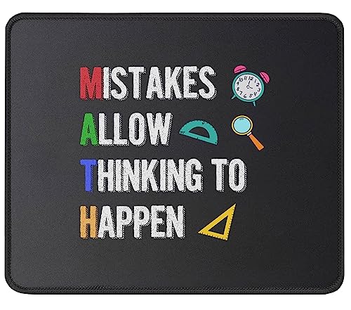Maze Office Math Mistakes Allow Thinking to Happen Mouse Pad, Motivational Quote Desk Accessory Mousemat, Non-Slip Rubber Base Educator Gift 9.5x7.9