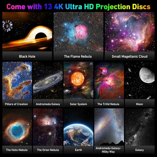 Image of CUTEEEE Galaxy Projector Star Planetarium with 13 HD Film Discs, Space Projector with Moon, Solar System, Nebula, Night Sky Projector Galaxy Lamp with Auto Off Timer, Adjustable 360 Projection