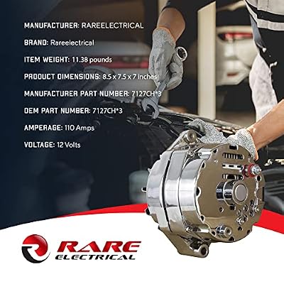 RAREELECTRICAL New 110A Chrome Street Rod Gm High Output Alternator Compatible With 1-One Wire Self Exciting Energizing