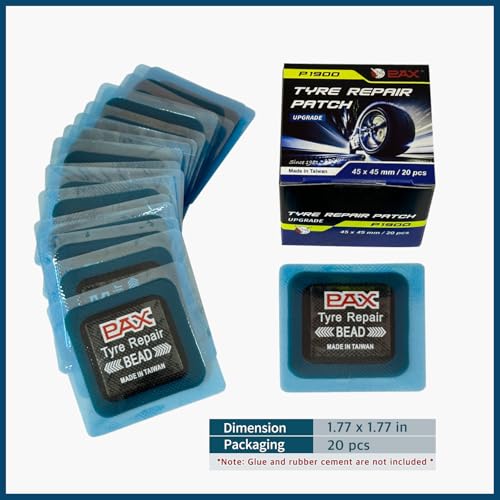 Image of PAX 20 Pcs 45x45mm Upgraded Square 2-in-1 Tire Repair Patches, Suitable for Radial and Bias Tires on Motorcycle, Automobile, Truck, Agricultural Vehicles, BMX, ATVs, River Floating, Inflatable Rubber