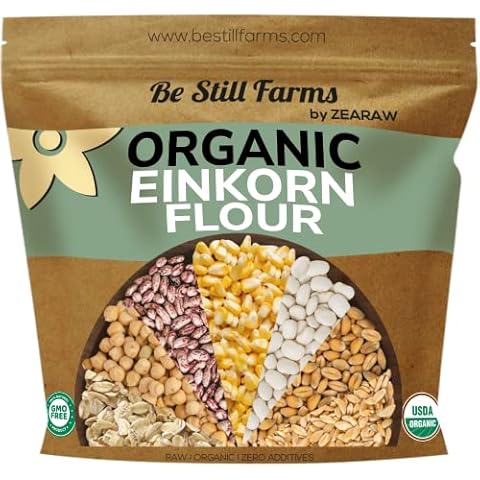 Be Still Farms Bulk Einkorn Flour Organic 4.8 lb - Bread Flour for Baking - Ideal Whole Wheat All Purpose Flour Unbleached - High in Protein & Fiber | USA Grown | USDA Certified | Vegan | Non-GMO Cover