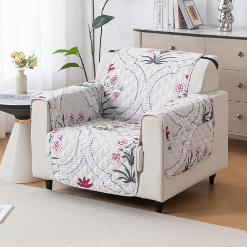 Image of House of Quirk 'Mughal Series' Anti-Slip Sofa Cover Mat with Pocket | Polyester Couch Protector for Pets, Kids & Spills (Mughal Buta, 180x60cm, One Seater)