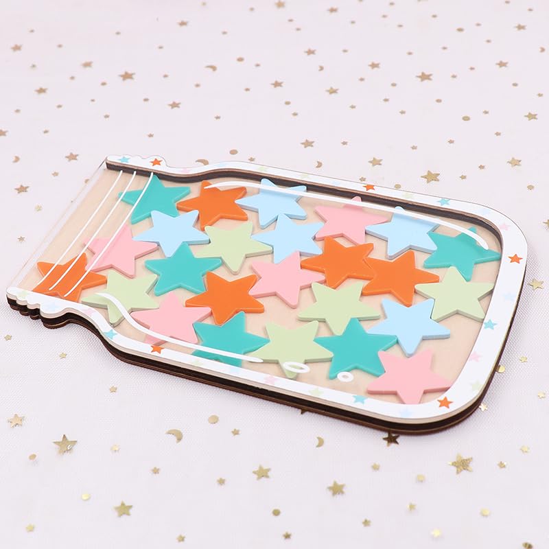 Barattolo Delle Ricompense Per Bambini Con Stelle Colorate – Tabella Del Buon Comportamento – In Legno - 4