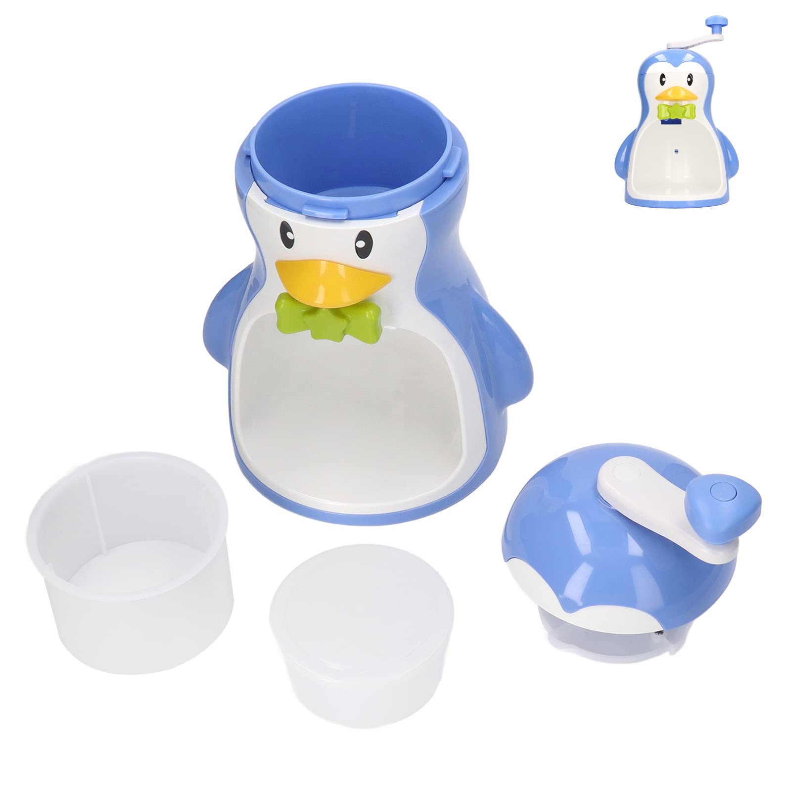 Shaved Ice Machine, Penguin Shape Manual Snow Cone Maker Slushie Machine with Container Kitchen Accessories for Homemade Shaved Ice, Snow Cones