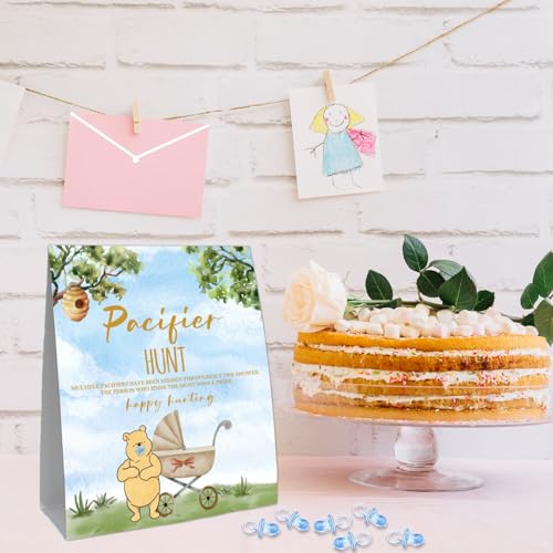 Image of Winnie Pacifiers Hunt for Baby Shower Game, Mini Pacifiers Baby Shower Game Set, 50Pcs Blue Mini Pacifiers Decor, Pacifiers Hunt Party Games for Boys 8 * 10IN