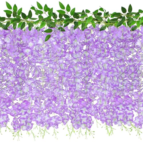 ZINHO 60 Branches Wisteria Hanging Flowers, Artificial Wisteria Flowers Garland