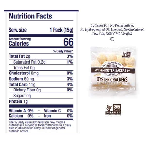 Miniatura 7 de Oyster Crackers - Galletas de sopa de una sola porción de 0.50 onzas (paquete de 150) paquete de galletas para aperitivos más 3 bolsas de