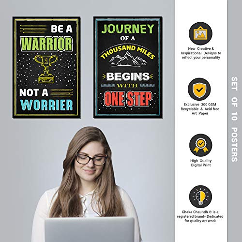 Image of Chaka Chaundh Motivational Inspirational Abstract Wall Posters for Boys Room (18 inches X 12 Inches , chalkboard - black , Set of 10)