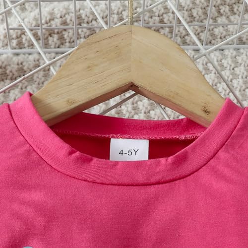 Image of Ayzozuy Kid Girl Clothes Shorts Set 2 Piece Outfits Summer Casual Short Sleeve Top and Shorts Set for Girls 4-7