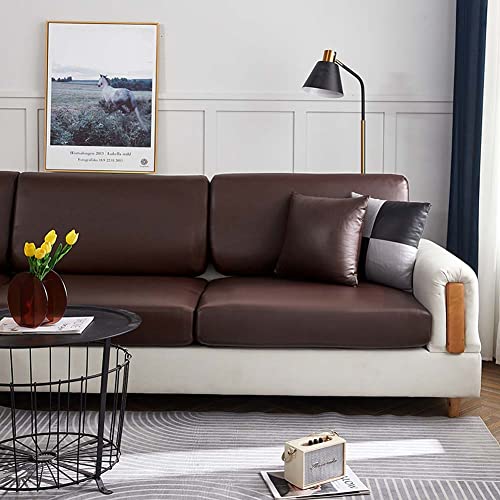 Funda de sofá de alta elasticidad con funda antideslizante de cuero sintético impermeable para muebles de 2 3 4 plazas, cojín de silla ajustada, funda para sofá de patio