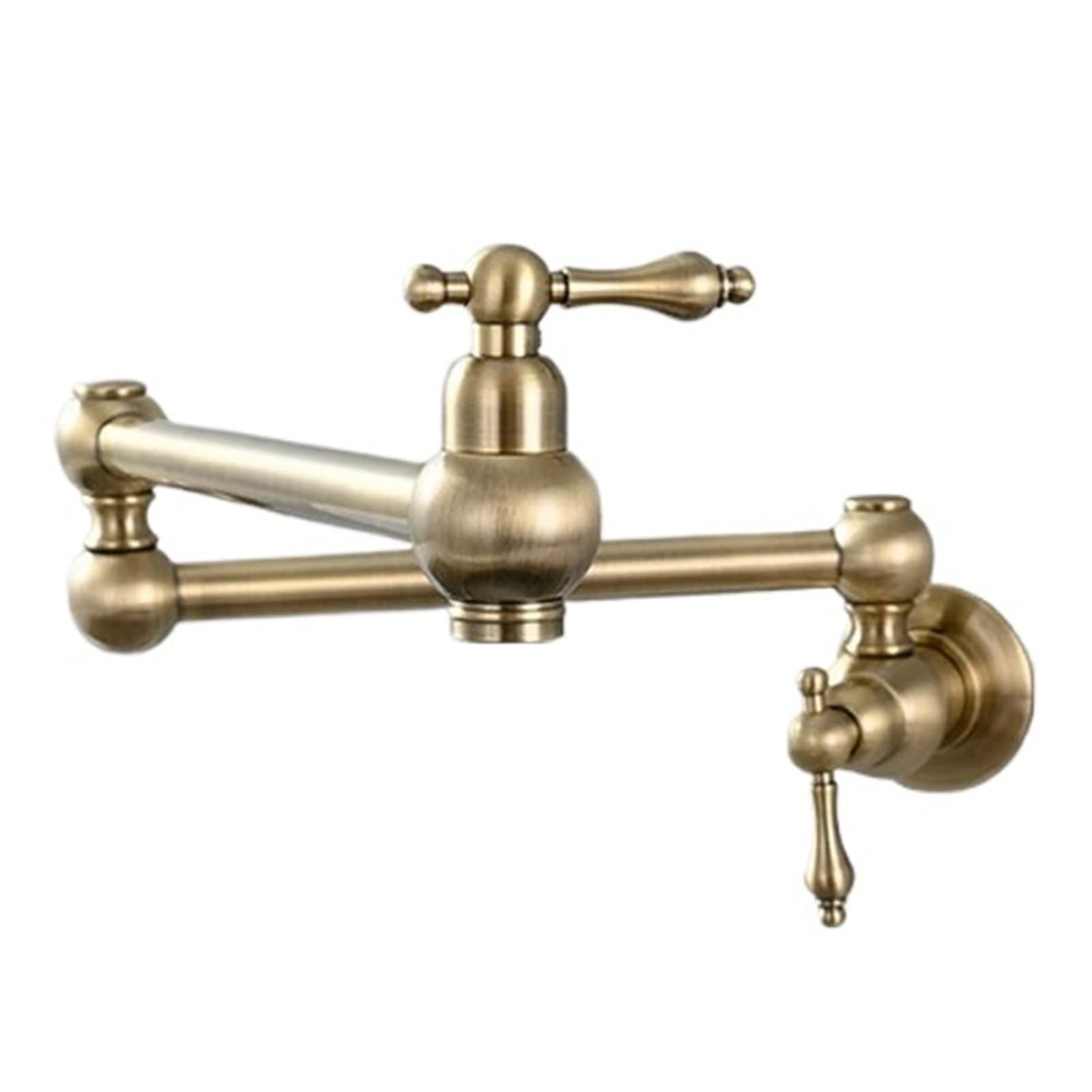 ZQFHSX 23" Brass Pot Filler Faucet, Wall Mounted Over Stove Water 2 Handles Folding Stretchable Faucets Tap for Most Scenarios(Brushed Nickel)