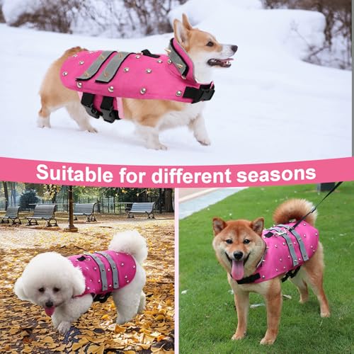 Spitze Hundeweste, Hundeschutzweste, wasserdichte Haustiergeräte, widerstandsfähig gegen Bisse von Vorwolfen und Anderen großen Hunden, geeignet für Katzen, Hunde und Kaninchen, rosa (M)