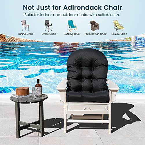 Giantex Patio Adirondack Chair Cushions Set Of 2-49” X 23” High Back Rocking Chair Cushion W/Fixing Straps, Durable & Fade Resistant, 5” Thick Tufted Seat Pad For Indoor & Outdoor Chairs (Black, 2) #TOP2