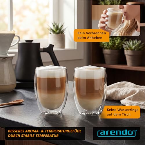 Arendo - doppelwandige Trinkgläser 350ml - Latte Macchiato Cappuccino Tee - 2er Set… – Ansicht 4