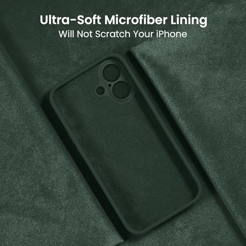 Image of FireNova Designed for iPhone 16 Case, Silicone Upgraded [Camera Protection] Phone Case, Soft Anti-Scratch Microfiber Lining Inside, 6.1 inch, Alpine Green