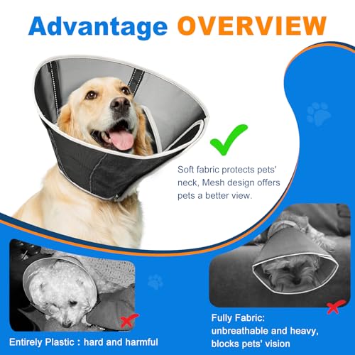 Image of Breathable Mesh Dog Cone Collar for Surgery, Soft Elizabethan Recovery Alternative to Stop Licking,Pet Neck Collar for Large Medium Small Breeds, L