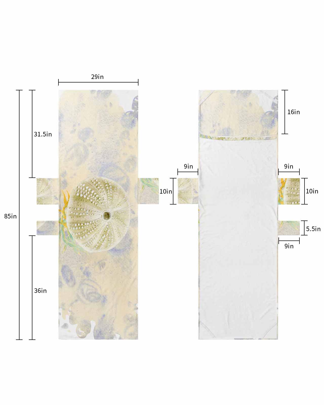 Sea Urchin Beach Lounge Chair Towel Cover, Soft Chaise Lounge Towel with Side Pockets Patio Pool Chairs Cover for Beach/Pool Sunbathing 29x85 Watercolor Ocean Nautical Beach Coastal