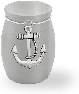 Small Memorial Cremains Holder Anchor Nautical Boat Fishing Container Jar Vial Brushed Stainless Steel Cremation Funeral Mini Urn