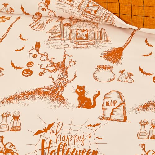 Funda de edredón de Halloween transpirable con cremallera oculta 7