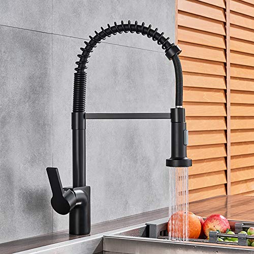 Robinet de cuisine noir et brossé mitigeur eau chaude froide pour évier de bar ou farmhouse