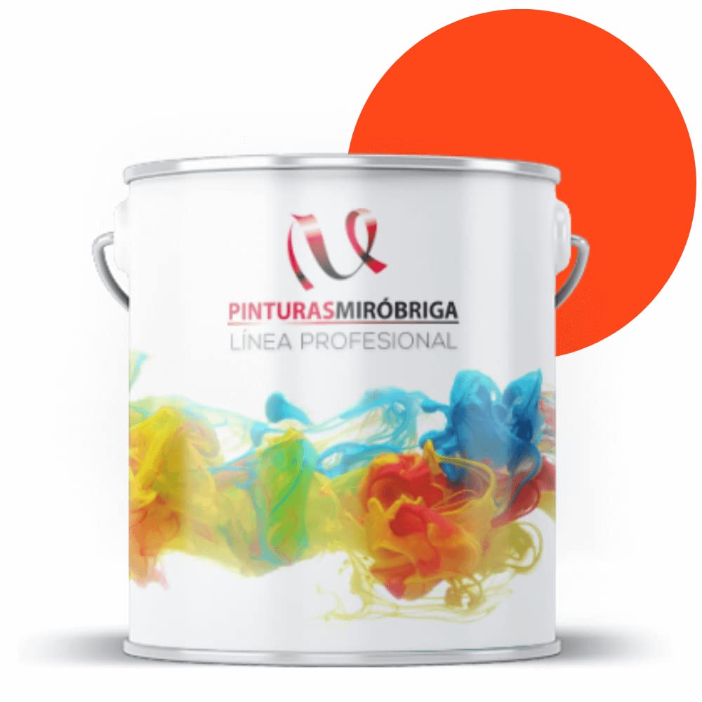 Pinturas Mirobriga Esmalte Antioxidante Color Naranja Ral 2004, Secado Rapido, Directo sobre metal, proteccion de superficies de hierro y madera. Acabado Brillante. Envase de 4Lt.