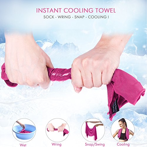 Your Choice Cooling Towels for Neck and Face (12''x40'') - Workout, Gym, Fitness, Golf, Yoga, Camping, Sports Towel for Sweat Instant Cooling Towels for Neck 4 Pack - Blue/Gray/Purple/Rose Red