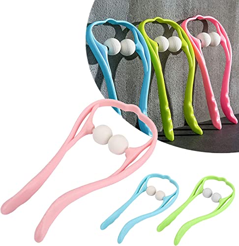 Giroayus 2022 New Dual Pressure Point Neck Massager, Handheld Neck Massager, Neck Massager Shiatsu Deep Tissue Dual Trigger Point Shoulder Massager for Pain Relief, Ergonomic Handle Design. (Pink)