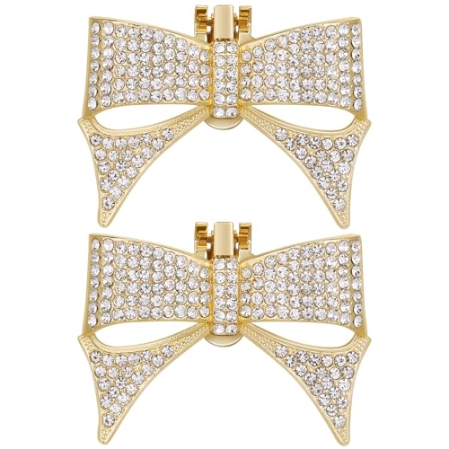 Abaodam Hebillas para Zapatos de Boda Lazo Dorado, Botones Extraíbles Decorativos Gemas de Imitación, Adornos para Zapatos de Novia, Accesorios Elegantes para Calzado Femenino