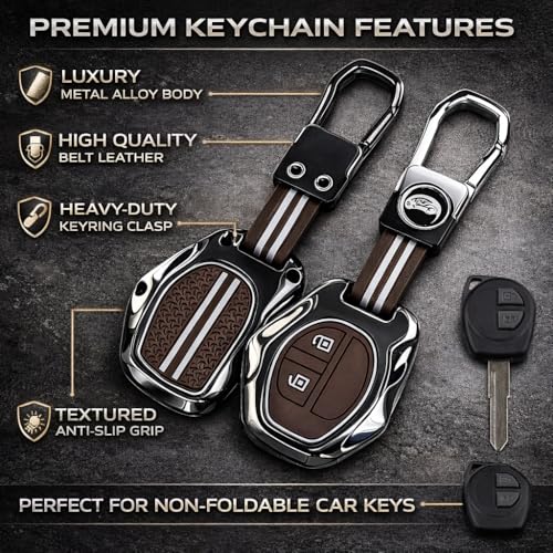 Image of Premium Metal & Silicone Car Key Cover for Suzuki 2 Button Remote Key | Compatible with Swift, Ertiga, WagonR, Celerio, Dzire, Alto, Fronx, Brezza, S-Presso, Ignis | Luxury Key Case