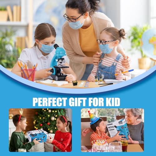 Image of Little World Microscope for Kids, 100x - 1200x Science Kits for Kids Age 5-7 Age 8-12, Microscope Beginner Kit with Double LED & Phone Stand, Learning Resources Toys, Science Experiment STEM Kits