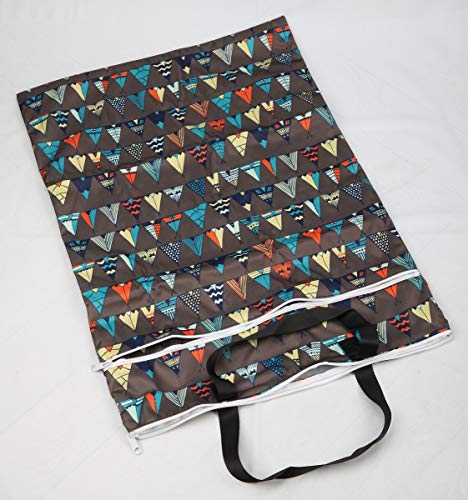 Large Hanging Wet/Dry Cloth Diaper Pail Bag for Reusable Diapers or Laundry (Indian Tents) - Thumbnail 3