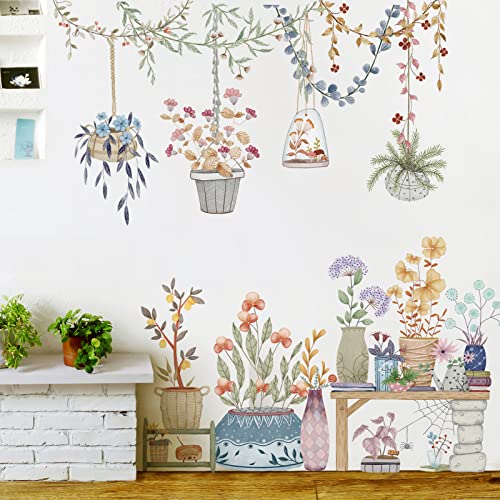 Vinilos decorativos para pared con macetas y plantas 2 piezas