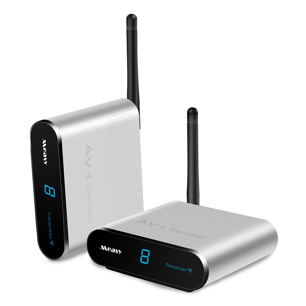 MEASY AV540 5.8GHz 8 Channel 400m/1330FT Wireless Audio Video Transmitter and Receiver with IR Remote Control(Interface RCA, pas interface HDMI. Resolution is low, not HD.) (AV540)