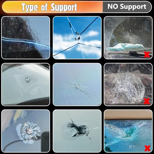 Image of Windshield Repair Kit, Windshield Crack Repair Kit with Suction Cup Curing Light, 2 Pcs Car Glass Repair Kit Quick Fix for Chips & Cracks, Windshield Chip Repair Kit, Automotive Nano Fluid(Orange)