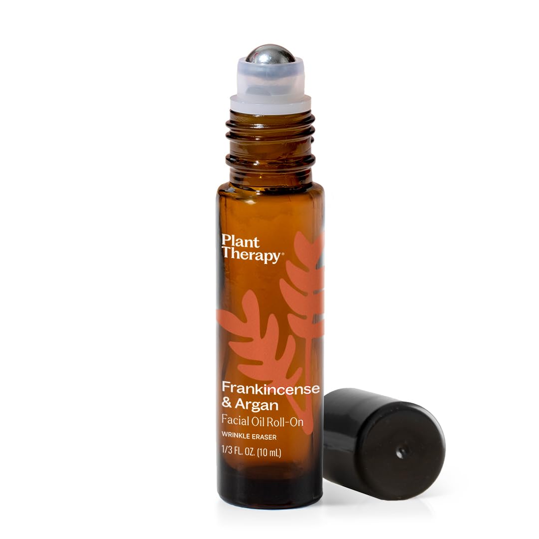 Plant Therapy Frankincense & Argan Facial Serum Roll-On 10 mL (1/3 oz) with Frankincense Essential Oil & Argan Oil to Smoothes Wrinkles & Improves Skin Elasticity, Face, Skin, & Nails